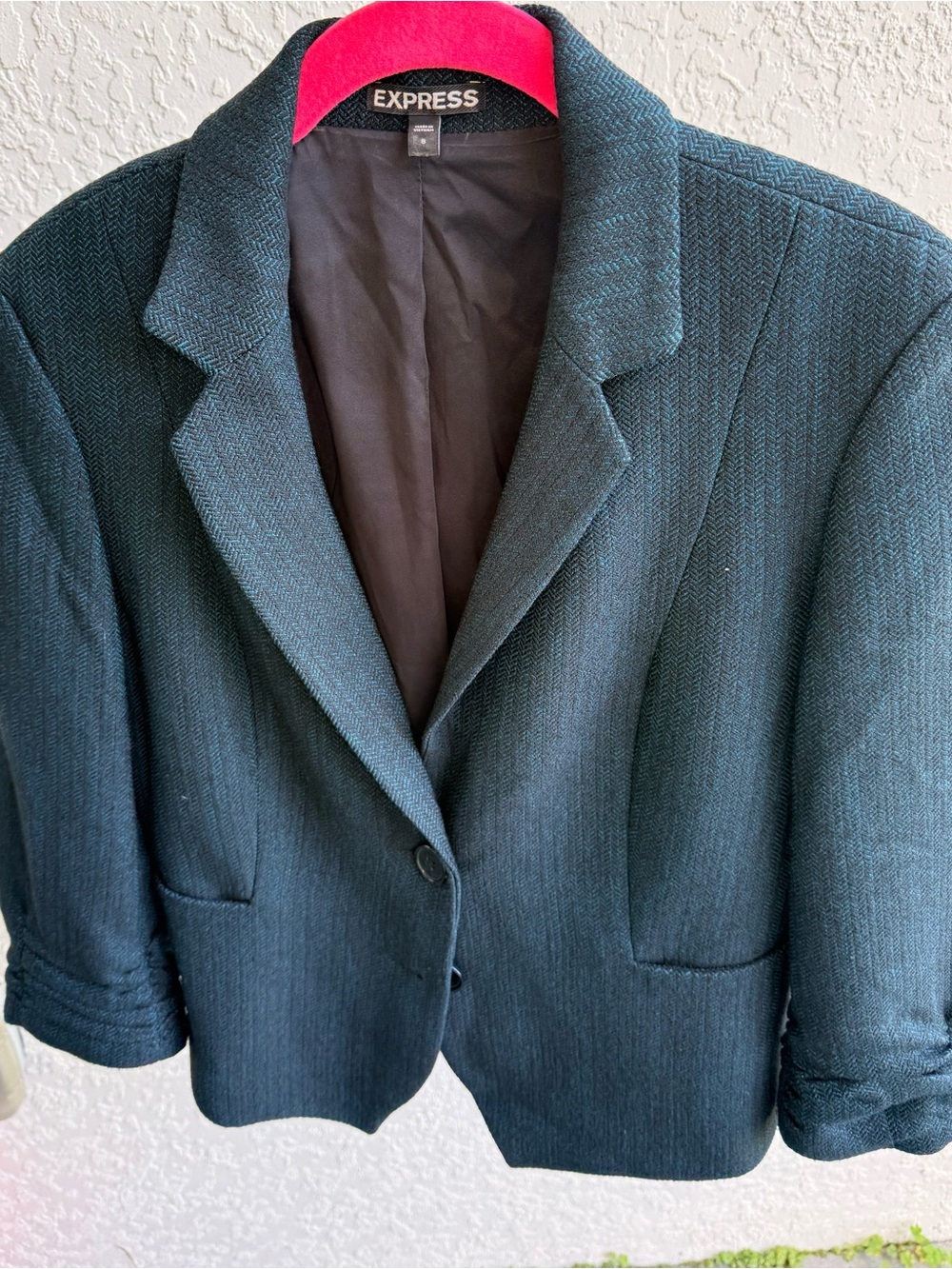 Express Women's Dark Teal Herringbone Blazer